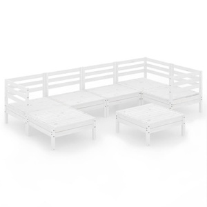 vidaXL, vidaXL 7-tlg. Garten-Lounge-Set Massivholz Kiefer Weiß, vidaXL 7-tlg. Garten-Lounge-Set Massivholz Kiefer Weiß