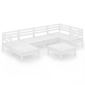 vidaXL, vidaXL 7-tlg. Garten-Lounge-Set Massivholz Kiefer Weiß, vidaXL 7-tlg. Garten-Lounge-Set Massivholz Kiefer Weiß