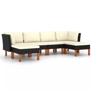 vidaXL, vidaXL 6-tlg. Garten-Lounge-Set mit Kissen Poly Rattan Schwarz
