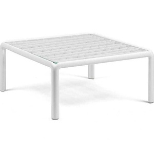 Nardi, Nardi - Tisch Komodo Weiss (32 x 70 x 70 cm), Garten Beistelltisch Glas Komodo weiss 70