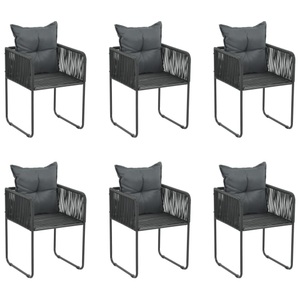 vidaXL, vidaXL Gartenstühle 6 Stk. mit Kissen Poly Rattan Schwarz