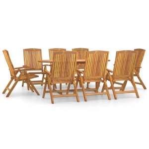vidaXL, vidaXL 9-tlg. Garten-Essgruppe Massivholz Teak, vidaXL 9-tlg. Garten-Essgruppe Massivholz Teak