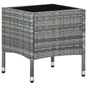 vidaXL, vidaXL Gartentisch Grau 40x40x45 cm Poly Rattan, vidaXL Gartentisch Grau 40x40x45 cm Poly Rattan