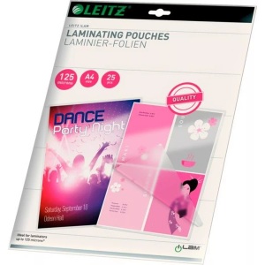 Leitz, Leitz Laminierfolie A4 125 ?m, Mediengewicht, LEITZ Laminiertasche A4 33835 glanz, 125my 25 Stk