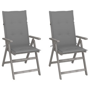 vidaXL, vidaXL Verstellbare Gartenstühle 2 Stk. mit Auflagen Massivholz Akazie