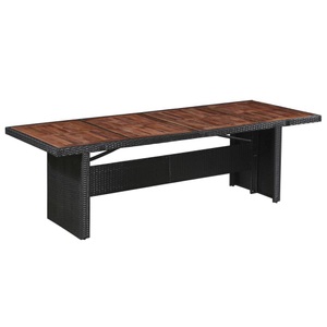 Diverse Hardware, Garten-Esstisch Poly Rattan und Massivholz 240 x 90 x 74 cm