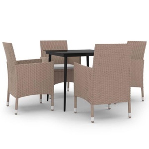 vidaXL, vidaXL 5-tlg. Garten-Essgruppe mit Kissen Poly Rattan und Glas, vidaXL 5-tlg. Garten-Essgruppe mit Kissen Poly Rattan und Glas