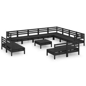 vidaXL, vidaXL 13-tlg. Garten-Lounge-Set Massivholz Kiefer Schwarz