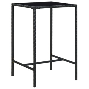 vidaXL, vidaXL Garten-Bartisch Schwarz 70x70x110 cm Poly Rattan und Glas, vidaXL Garten-Bartisch Schwarz 70x70x110 cm Poly Rattan und Glas