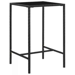 vidaXL, vidaXL Garten-Bartisch Schwarz 70x70x110 cm Poly Rattan und Glas, vidaXL Garten-Bartisch Schwarz 70x70x110 cm Poly Rattan und Glas
