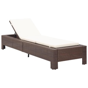 Diverse Hardware, Sonnenliege mit Auflage Braun Poly Rattan