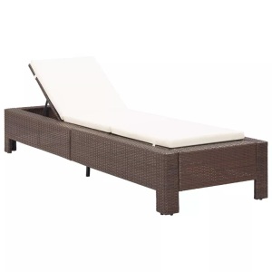 Diverse Hardware, Sonnenliege mit Auflage Braun Poly Rattan