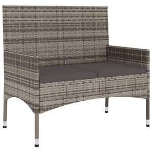 vidaXL, vidaXL Gartenbank 2-Sitzer mit Kissen Grau Poly Rattan