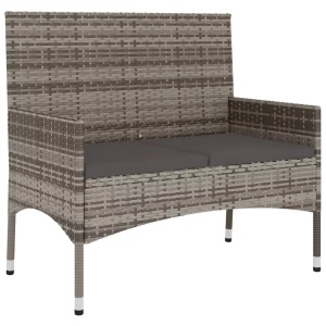 vidaXL, vidaXL Gartenbank 2-Sitzer mit Kissen Grau Poly Rattan, vidaXL Gartenbank 2-Sitzer mit Kissen Grau Poly Rattan