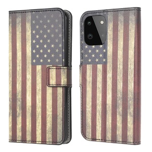 Cover-Discount, Galaxy A22 5G - Leder Hülle US Flagge, Cover-Discount - Galaxy A22 5G Handyhülle Motiv, Weiss