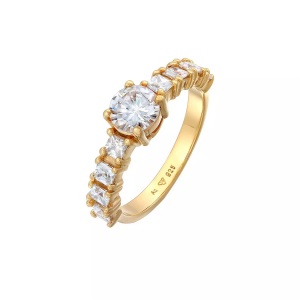 Elli, Ring Zirkonia Verlobung Eternity 925 Silber Unisex Gold 56mm, Elli - Ring Zirkonia Verlobung Eternity 925 Silber, 56mm, Gold