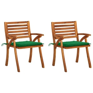vidaXL, vidaXL Garten-Essstühle mit Kissen 2 Stk. Massivholz Akazie, vidaXL Garten-Essstühle mit Kissen 2 Stk. Massivholz Akazie