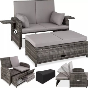 TecTake, Rattan Sofa mit Aluminiumgestell Kreta, inkl. Schutzhülle Rattan Sofa mit Aluminiumgestell Kreta, inkl. Schutzhülle, 