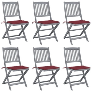 vidaXL, vidaXL Klappbare Gartenstühle 6 Stk. mit Sitzkissen Massivholz Akazie, vidaXL Klappbare Gartenstühle 6 Stk. mit Sitzkissen Massivholz Akazie