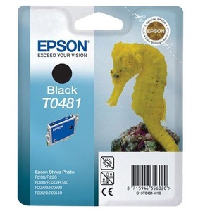 Epson, Epson T048140 black Tintenpatrone, EPSON EPSON T0481 Druckerpatrone schwarz passend für: PM-A 870;PM-AD 770;R200;R220;R300;R320;R340;RX300;RX300ME;RX500;RX600;RX620;RX640;Stylus Photo R200;Stylus Photo R210;Stylus Photo R220;Stylus Photo R300;Stylus Photo R300M;Stylus Photo R310;Styl
