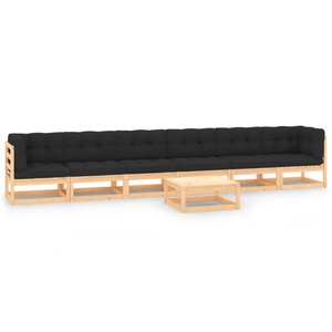 vidaXL, vidaXL 7-tlg. Garten-Lounge-Set mit Anthrazit Kissen Kiefernholz, vidaXL 7-tlg. Garten-Lounge-Set mit Kissen Massivholz Kiefer