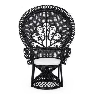 Bizzotto, Bizzotto - Sessel Peacock - Schwarz, Gartensessel mit Kissen Peacock schwarz