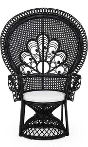Bizzotto, Bizzotto - Sessel Peacock - Schwarz, Gartensessel mit Kissen Peacock schwarz