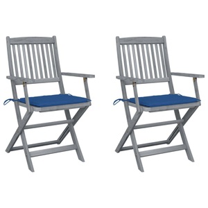 vidaXL, vidaXL Klappbare Gartenstühle 2 Stk. mit Sitzkissen Massivholz Akazie, vidaXL Klappbare Gartenstühle 2 Stk. mit Sitzkissen Massivholz Akazie