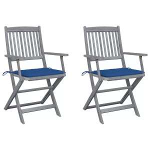 vidaXL, vidaXL Klappbare Gartenstühle 2 Stk. mit Sitzkissen Massivholz Akazie, vidaXL Klappbare Gartenstühle 2 Stk. mit Sitzkissen Massivholz Akazie