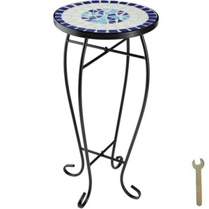 TecTake, Balkontisch Blumenhocker mit Mosaikmuster 30x30x61,5cm Balkontisch Blumenhocker mit Mosaikmuster 30x30x61,5cm, Tectake - Balkontisch Blumenhocker mit Mosaikmuster 30x30x61,5cm, One Size, Blau
