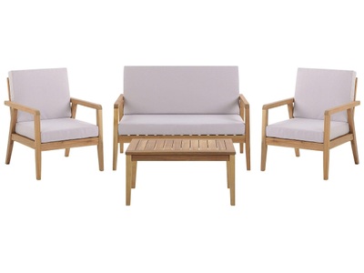 Beliani, Beliani FERENTINO Gartenlounge, Beliani - Lounge Set mit Tisch aus Akazienholz Retro PALLANO, One Size, Taupe