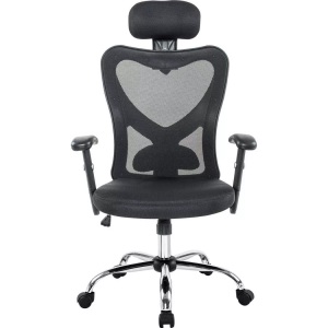 mutoni casual, Bürodrehstuhl schwarz mit Kopstützen aus Mesh, SalesFever Drehstuhl »für optimalen Komfort« () Mit elegantem Schmetterlingsmechanismus