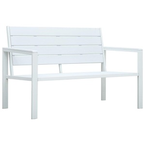 Diverse Hardware, Gartenbank 120 cm HDPE Weiss Holz-Optik