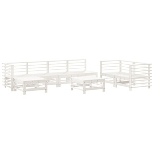 vidaXL, vidaXL 8-tlg. Garten-Lounge-Set Weiß Massivholz Kiefer, VidaXL - Garten lounge set kiefernholz, One Size, Weiss