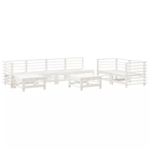 vidaXL, vidaXL 8-tlg. Garten-Lounge-Set Weiß Massivholz Kiefer, VidaXL - Garten lounge set kiefernholz, One Size, Weiss