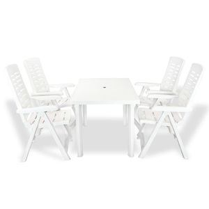 Diverse Hardware, 5-tlg. Garten-Essgruppe Kunststoff Weiss, 