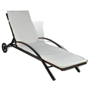 Diverse Hardware, Sonnenliege mit Polster & Rollen Poly Rattan Braun, vidaXL Sonnenliege mit Polster & Rollen Poly Rattan Braun