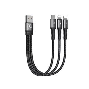 B2X, B2X - 3-in-1-Kabel Lightning, USB-C, 0,15 m, 3,5 A, 20 W ? Schwarz, One Size