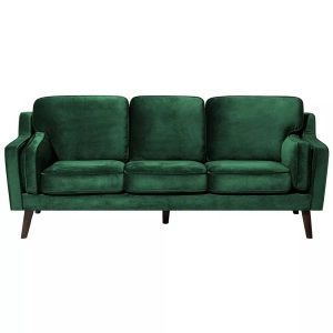 Beliani, Beliani 3-Sitzer Sofa Polsterbezug grün LOKKA, Beliani - 3 Sitzer Sofa aus Samtstoff Glamourös LOKKA, One Size, Ozeangrün
