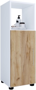VCM, Holz Badmöbel Midischrank Badregal Badschrank Badezimmer Möbel Regal Flandu Holz Badmöbel Midischrank Badregal Badschrank Badezimmer Möbel Regal Flandu, VCM - Holz Midischrank | Badschrank mit offenem Fach und einer Drehtür Maße H. 93 x B. 31 T. 30 cm Flandu, 31cm, Honig-Eiche / Weiss