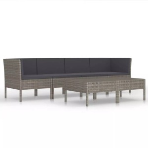 vidaXL, vidaXL 6-tlg. Garten-Lounge-Set mit Auflagen Poly Rattan Grau