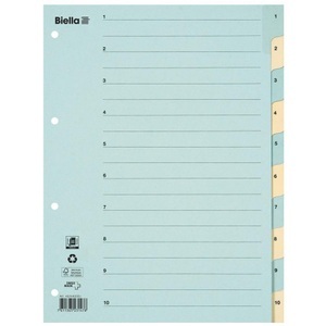 Biella, Kartonregister Taben Verstärkt, Teilung 1-10 - X 25 Unisex Blau A4, 