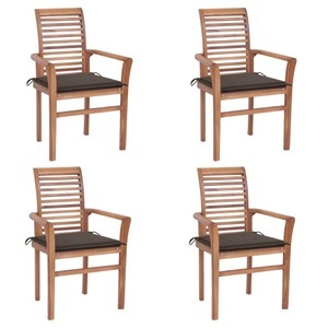 vidaXL, vidaXL Essstühle 4 Stk. mit Taupe Kissen Massivholz Teak, 