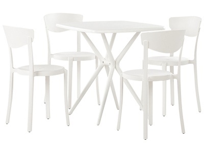 Beliani, Beliani Gartenmöbel Set Kunststoff weiss 4-Sitzer SERSALE / VIESTE Gartenlounge, Beliani - Garten-Essgruppe für 4 Personen aus Kunststoff Modern SERSALE/VIESTE, One Size, Weiss Bunt