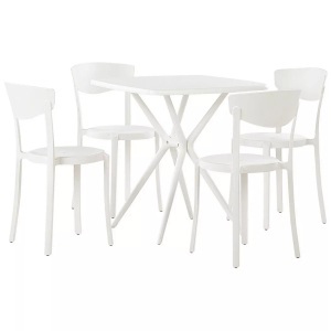 Beliani, Beliani Gartenmöbel Set Kunststoff weiss 4-Sitzer SERSALE / VIESTE Gartenlounge, Beliani - Garten-Essgruppe für 4 Personen aus Kunststoff Modern SERSALE/VIESTE, One Size, Weiss Bunt