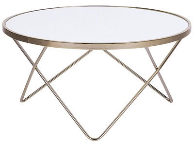 Beliani, Couchtisch aus Sicherheitsglas Glamourös MERIDIAN Couchtisch aus Sicherheitsglas Glamourös MERIDIAN, Beliani - Couchtisch aus Sicherheitsglas Glamourös MERIDIAN, One Size, Weiss Bunt