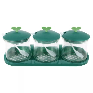 Cheffinger, Cheffinger - Set aus 3 Gewürzgläsern mit Halter, One Size, Grün, Cheffinger - Set aus 3 Gewürzgläsern mit Halter, One Size, Grün