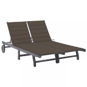 vidaXL, vidaXL 2-Personen-Sonnenliege mit Auflage Grau Akazie Massivholz, vidaXL 2-Personen-Sonnenliege mit Auflage Grau Akazie Massivholz