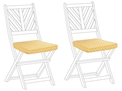 Beliani, Set mit 2 Sitzkissen aus Polyester Modern TERNI Set mit 2 Sitzkissen aus Polyester Modern TERNI, Beliani - Gartenstuhlkissen 2er Set aus Polyester Boho TERNI, One Size, Gelb Bunt