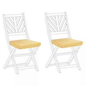 Beliani, Set mit 2 Sitzkissen aus Polyester Modern TERNI Set mit 2 Sitzkissen aus Polyester Modern TERNI, Beliani - Gartenstuhlkissen 2er Set aus Polyester Boho TERNI, One Size, Gelb Bunt